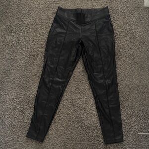 HUE Black Faux Leather Pants